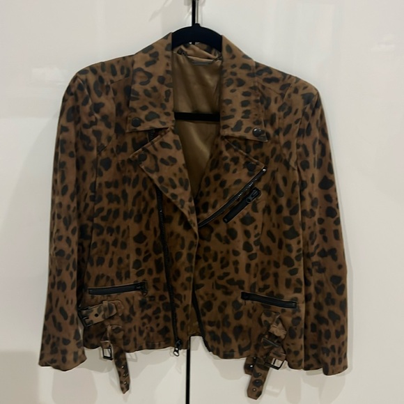 CAPULET Leopard print moto jacket. Size Small - Picture 2 of 11